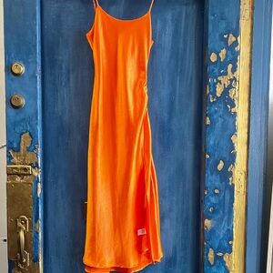 Double Zero Bright Orange Midi Dress